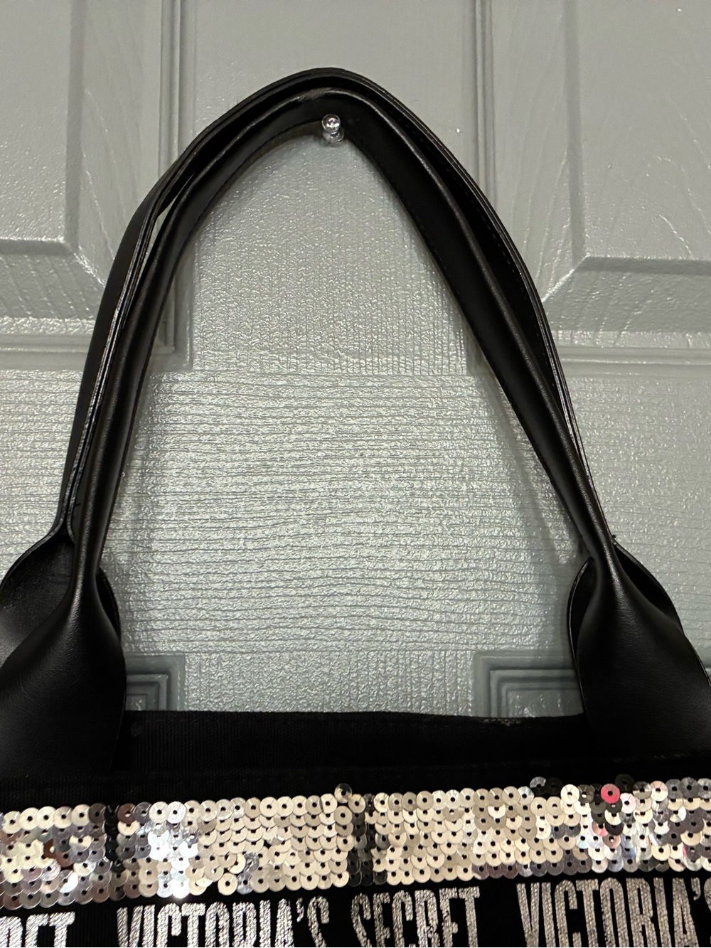 Victoria's Secret Black and Silver Logo Sequin Tote - Picture 3 of 4